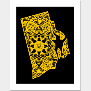 Yellow Rhode Island State Gift Mandala Yoga RI Art Posters and Art